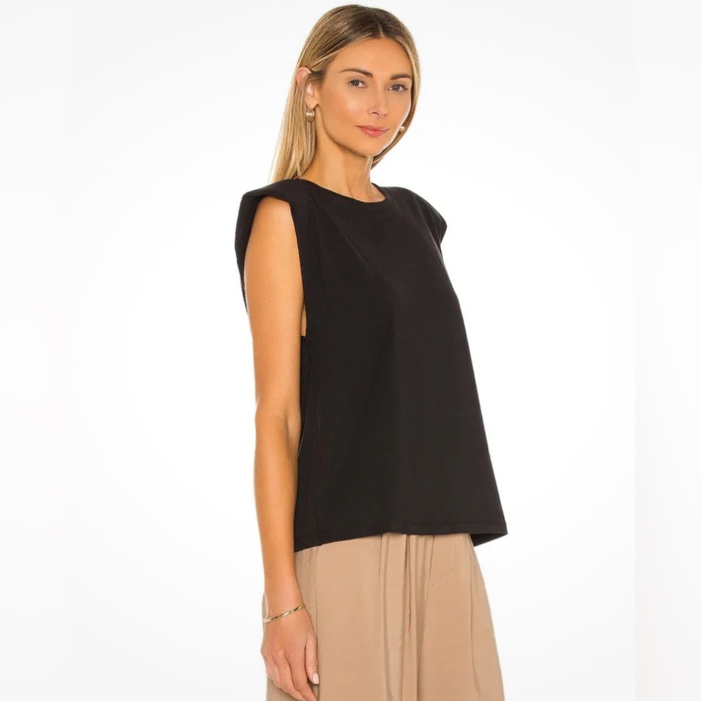 Sanctuary Cotton Shoulder-Pad Muscle T -Black XL